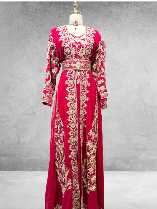 Caftan Rouge Nesma  Brodé